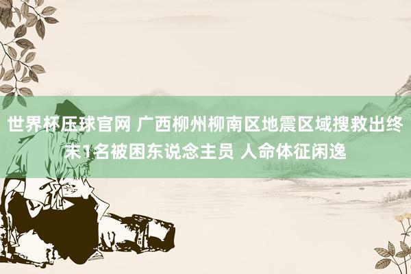 世界杯压球官网 广西柳州柳南区地震区域搜救出终末1名被困东说念主员 人命体征闲逸