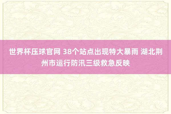 世界杯压球官网 38个站点出现特大暴雨 湖北荆州市运行防汛三级救急反映