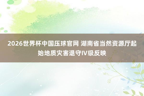 2026世界杯中国压球官网 湖南省当然资源厅起始地质灾害退守Ⅳ级反映