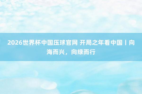 2026世界杯中国压球官网 开局之年看中国丨向海而兴，向绿而行