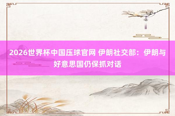 2026世界杯中国压球官网 伊朗社交部：伊朗与好意思国仍保抓对话