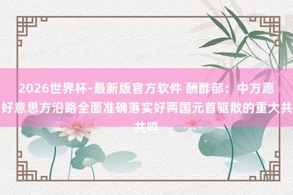 2026世界杯-最新版官方软件 酬酢部：中方愿同好意思方沿路全面准确落实好两国元首驱散的重大共鸣