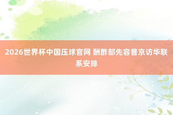 2026世界杯中国压球官网 酬酢部先容普京访华联系安排