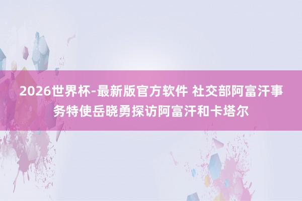 2026世界杯-最新版官方软件 社交部阿富汗事务特使岳晓勇探访阿富汗和卡塔尔