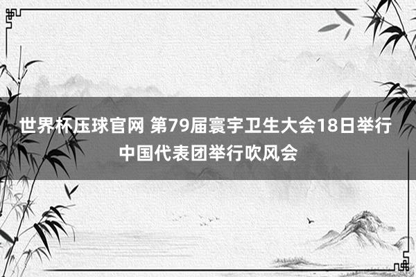 世界杯压球官网 第79届寰宇卫生大会18日举行 中国代表团举行吹风会