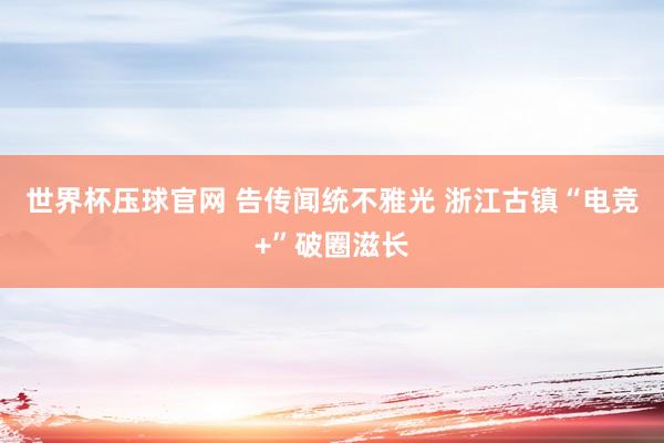 世界杯压球官网 告传闻统不雅光 浙江古镇“电竞+”破圈滋长