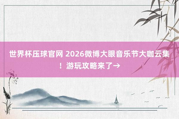世界杯压球官网 2026微博大眼音乐节大咖云集！游玩攻略来了→