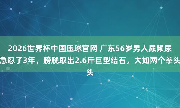 2026世界杯中国压球官网 广东56岁男人尿频尿急忍了3年，膀胱取出2.6斤巨型结石，大如两个拳头