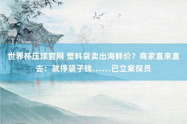 世界杯压球官网 塑料袋卖出海鲜价？商家直来直去：就挣袋子钱……已立案探员