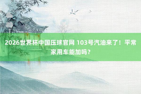 2026世界杯中国压球官网 103号汽油来了！平常家用车能加吗？