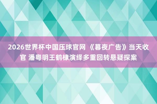 2026世界杯中国压球官网 《暮夜广告》当天收官 潘粤明王鹤棣演绎多重回转悬疑探案