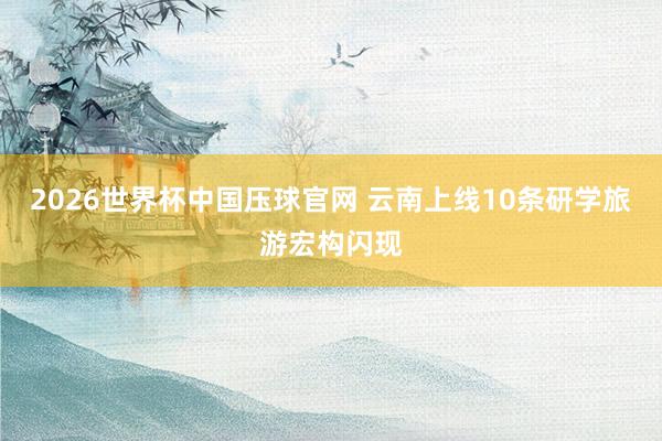 2026世界杯中国压球官网 云南上线10条研学旅游宏构闪现