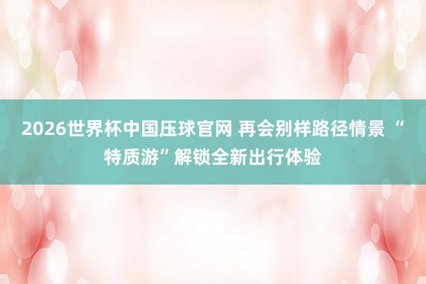 2026世界杯中国压球官网 再会别样路径情景 “特质游”解锁全新出行体验
