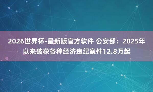 2026世界杯-最新版官方软件 公安部：2025年以来破获各种经济违纪案件12.8万起