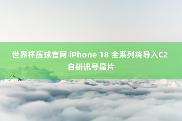 世界杯压球官网 iPhone 18 全系列将导入C2 自研讯号晶片