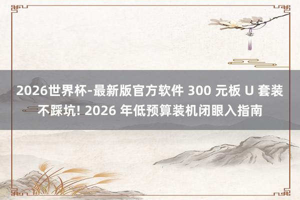 2026世界杯-最新版官方软件 300 元板 U 套装不踩坑! 2026 年低预算装机闭眼入指南
