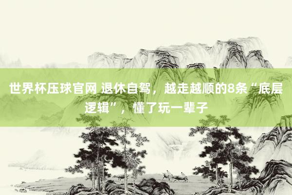 世界杯压球官网 退休自驾，越走越顺的8条“底层逻辑”，懂了玩一辈子