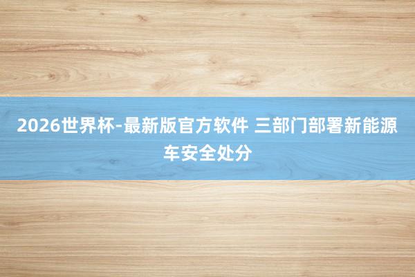 2026世界杯-最新版官方软件 三部门部署新能源车安全处分