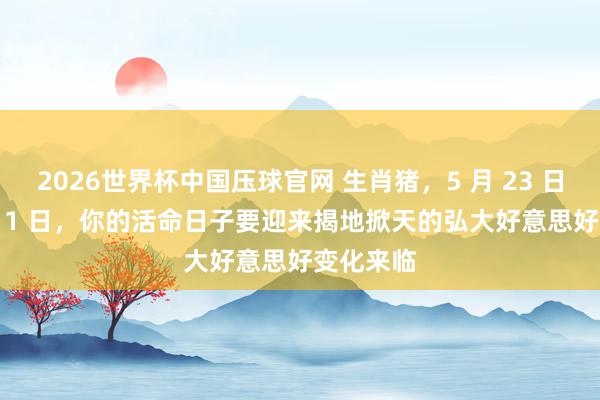 2026世界杯中国压球官网 生肖猪，5 月 23 日至 6 月 11 日，你的活命日子要迎来揭地掀天的弘大好意思好变化来临