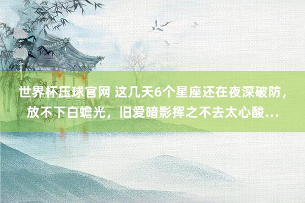 世界杯压球官网 这几天6个星座还在夜深破防，放不下白蟾光，旧爱暗影挥之不去太心酸…