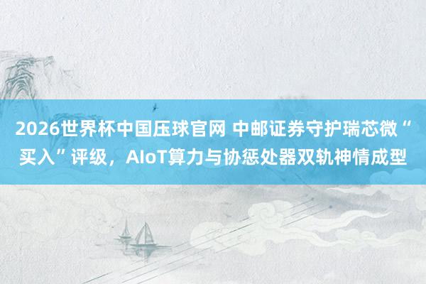 2026世界杯中国压球官网 中邮证券守护瑞芯微“买入”评级，AIoT算力与协惩处器双轨神情成型