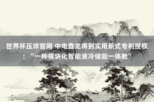 世界杯压球官网 中电鑫龙得到实用新式专利授权：“一种模块化智能液冷储能一体舱”