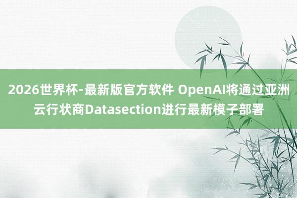 2026世界杯-最新版官方软件 OpenAI将通过亚洲云行状商Datasection进行最新模子部署