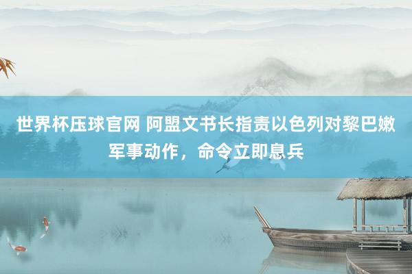 世界杯压球官网 阿盟文书长指责以色列对黎巴嫩军事动作，命令立即息兵