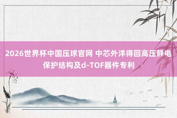 2026世界杯中国压球官网 中芯外洋得回高压静电保护结构及d-TOF器件专利