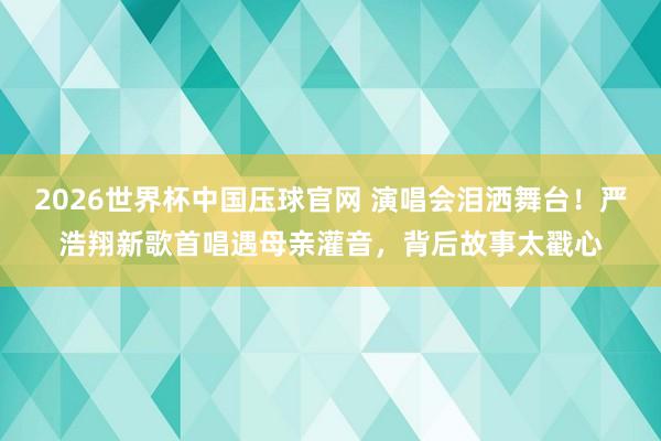 2026世界杯中国压球官网 演唱会泪洒舞台！严浩翔新歌首唱遇母亲灌音，背后故事太戳心