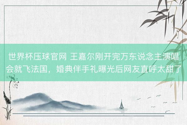世界杯压球官网 王嘉尔刚开完万东说念主演唱会就飞法国，婚典伴手礼曝光后网友直呼太甜了
