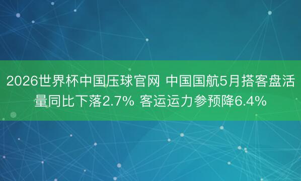 2026世界杯中国压球官网 中国国航5月搭客盘活量同比下落2.7% 客运运力参预降6.4%