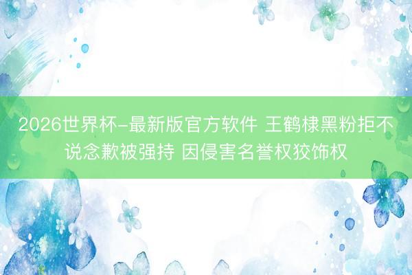2026世界杯-最新版官方软件 王鹤棣黑粉拒不说念歉被强持 因侵害名誉权狡饰权