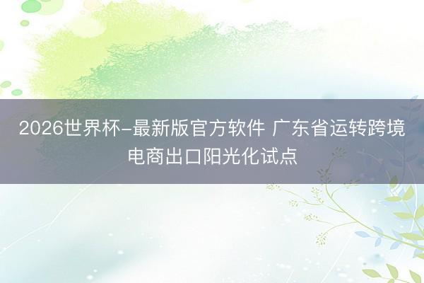 2026世界杯-最新版官方软件 广东省运转跨境电商出口阳光化试点